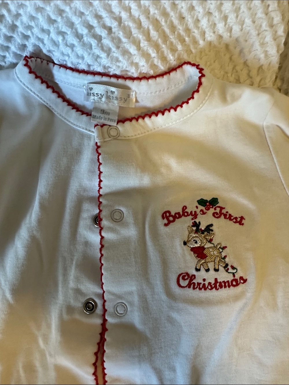 Kissy Kissy 9 month baby footie pajamas first Christmas